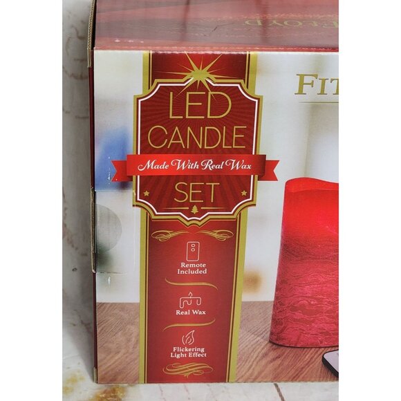 Festive Fitz and Floyd LED Candle Set - Real Wax Remote Control Flickering Light - Picture 7 of 8